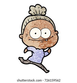 cartoon happy old woman