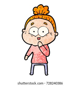 cartoon happy old woman