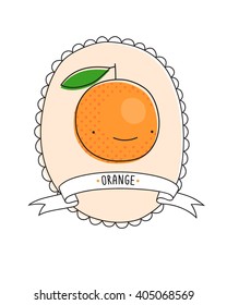 Cartoon happy orange vector illustration.