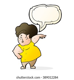 cartoon happy overweight lady with speech bubble