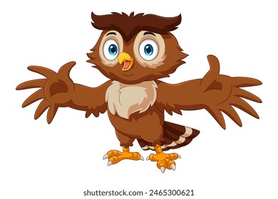 Cartoon happy owl isolated on white background