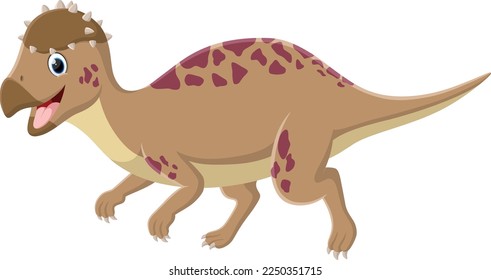 Cartoon happy pachycephalosaurus dinosaur isolated on white