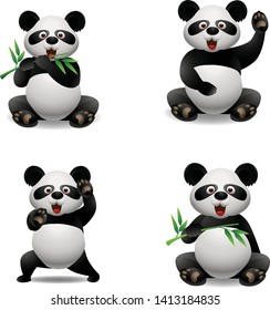 Cartoon happy panda collection set