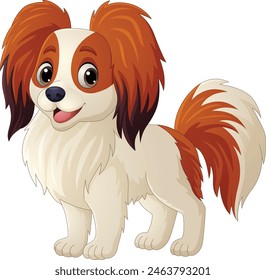 Caricatura feliz raza de perro Papillon