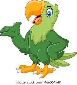 Cartoon Happy Parrot Presenting Stock Vector (Royalty Free) 466064549