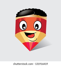 cartoon happy pencil character