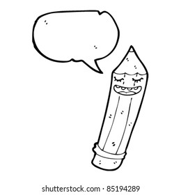 cartoon happy pencil character