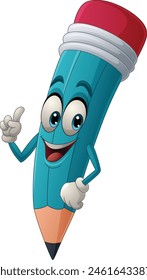 Cartoon happy pencil character giving thumb up