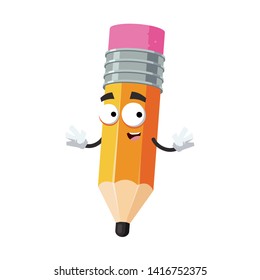 Cartoon Pencil Rubber Eraser Mascot Holds Stock Vector (Royalty Free ...