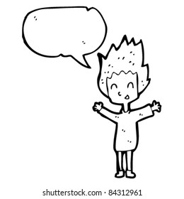 cartoon happy person with speech bubble