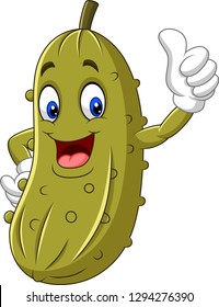 Cartoon happy pickle giving a thumb up