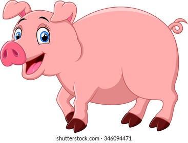 Cartoon happy pig 