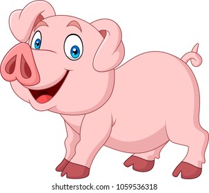Cartoon happy pig cartoon isolated on white background