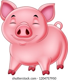 Cartoon happy pig isolated on white background