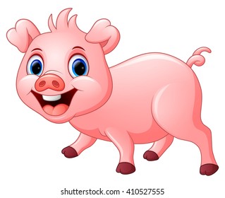 Cartoon happy pig isolated on white background