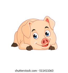 cartoon happy pig isolated on white background