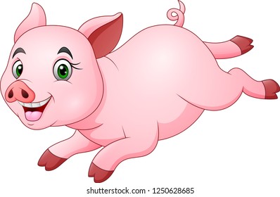 Cartoon happy pig running