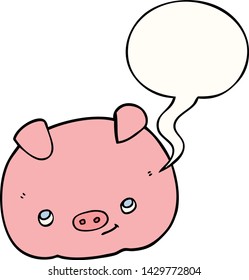 cerdo feliz con burbuja de habla