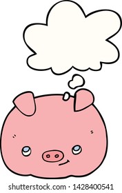 Cartoon-Happy-Schwein mit Gedankenblase