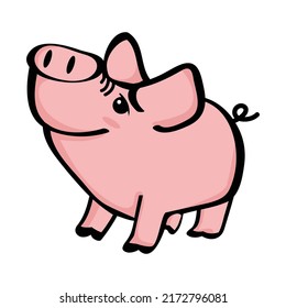 Cartoon Happy Pig Cartoon Vector Icon Stock Vector (Royalty Free ...