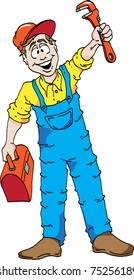 Cartoon of a happy plumber
