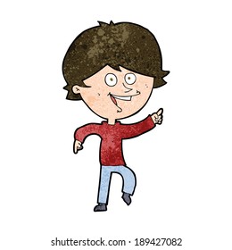 cartoon happy pointing man
