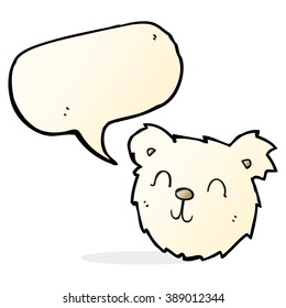 cartoon happy polar bear face with speech bubble