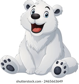 Cartoon happy polar bear sitting