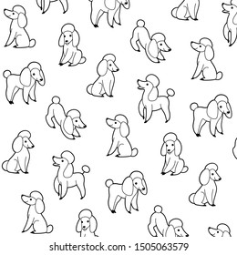 Cartoon happy poodle - simple trendy pattern with dogs. Flat vector illustration for prints, clothing, packaging and postcards. 