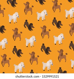 Cartoon happy poodle - simple trendy pattern with dogs in various poses. Flat vector illustration for prints, clothing, packaging and postcards.