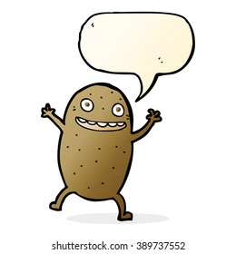 cartoon happy potato with speech bubble