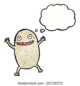 cartoon happy potato with thought bubble