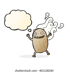 cartoon happy potato with thought bubble