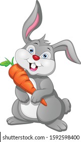 Cartoon happy rabbit and carrot