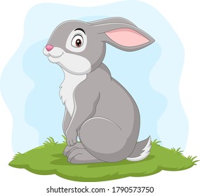 Cartoon happy rabbit in the grass