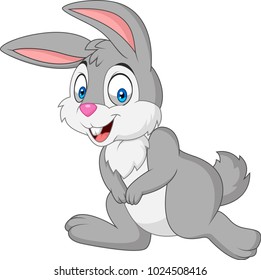 Cartoon happy rabbit isolated on white background