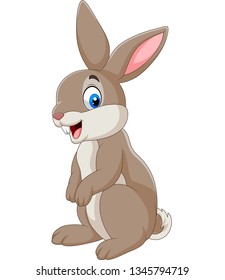 Cartoon happy rabbit isolated on white background