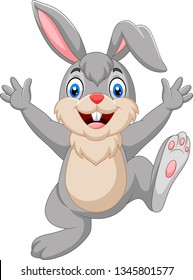 Cartoon happy rabbit isolated on white background