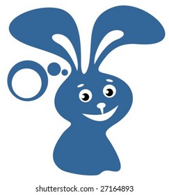Cartoon  happy rabbit isolated on a white background.