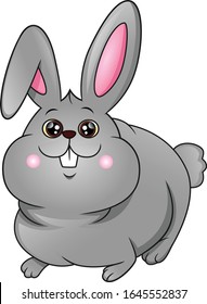 Cartoon happy rabbit on white background