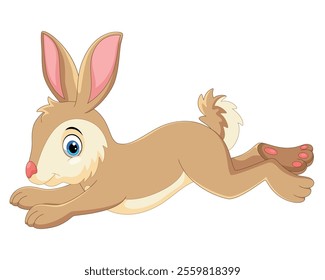 Cartoon happy rabbit running vector illustration