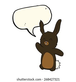 conejo feliz de dibujos animados con burbuja de habla