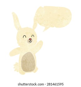cartoon happy rabbit with speech bubble
