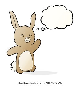 cartoon happy rabbit with thought bubble