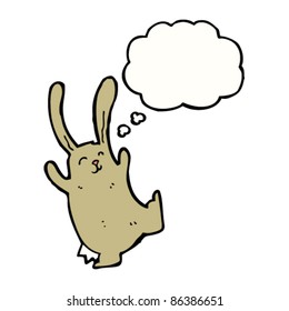 cartoon happy rabbit with thought bubble