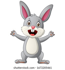 Cartoon happy rabbit. Vector illustration