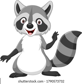 Cartoon Happy Raccoon Isolated On White Stock Vector (Royalty Free ...