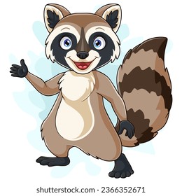 Cartoon happy raccoon isolated on white background