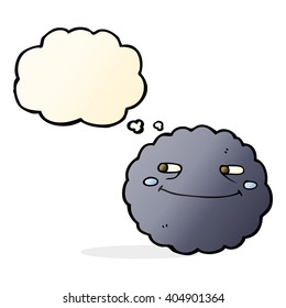 caricatura feliz nube de lluvia con burbuja de pensamiento