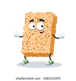 cartoon happy ramen instant noodles mascot smiling on white background
